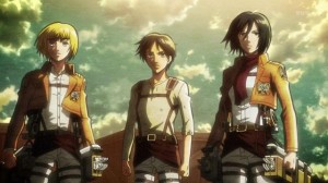 Armin, Eren, and Mikasa.