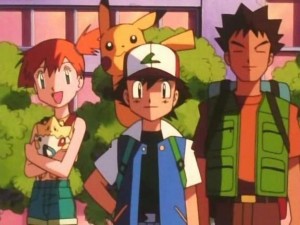 Ash, Brock, Misty, Pikachu. and Togepi.