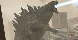 An version of Godzilla using his atomic breath.