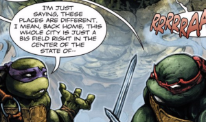 Good comedy and an interesting story shapes Batman/TMNT's first issue.
