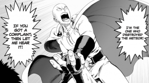 Saitama after destroying the meteor.